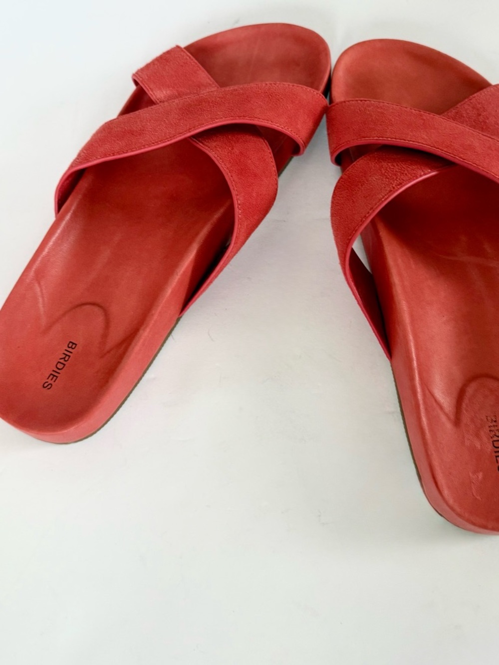 Birdies The Robin Sandals Persimmon Criss Cross Slides Suede Size 8.5 - Picture 5 of 7